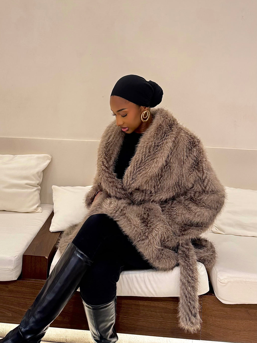 Veste Fourrure à ceinture